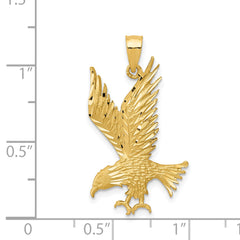 14K Gold Eagle Pendant with Polished Diamond-Cut Finish for Men