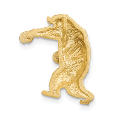 14K Gold Boxing Bear Chain Slide with White Rhodium Satin Finish