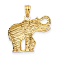 14K Gold Elephant Pendant with Polished & Satin Finish Men's Stylish Charm