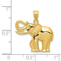 14K Gold Elephant Pendant with Polished & Satin Finish Men's Stylish Charm