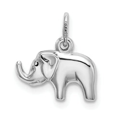 14K White Gold Polished Elephant Charm with Rhodium Finish Elegant & Themed Design