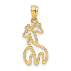 14K Gold Polished Interlocking Giraffes Pendant with Textured Back by Sophia Jewelers