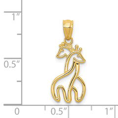 14K Gold Polished Interlocking Giraffes Pendant with Textured Back by Sophia Jewelers