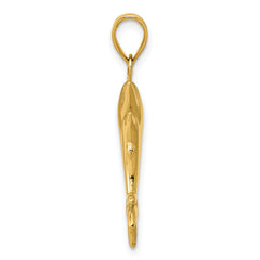 14K Gold Dolphin Pair Pendant with Polished Finish Elegant and Themed