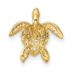 14K Gold Polished Sea Turtle Slide Pendant Solid, Textured Design