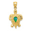 Lab-Created Blue Opal Turtle Pendant in 14K Yellow Gold, 28mm Textured - Sophia Jewelers