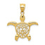 Filigree Sea Turtle Pendant in 14K Yellow Gold, 25mm - Sophia Jewelers