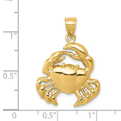 14K Gold Polished Crab Pendant for Men Solid & Casted Jewelry