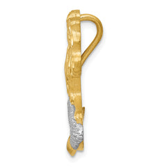 14K Gold & White Rhodium Mermaid Slide Pendant with Diamond-Cut Finish