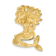 14K Gold & White Rhodium Mermaid Slide Pendant with Diamond-Cut Finish
