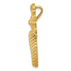 14K Gold Diamond-Cut Mermaid Slide Pendant with Polished Satin Finish