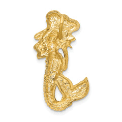 14K Gold Diamond-Cut Mermaid Slide Pendant with Polished Satin Finish