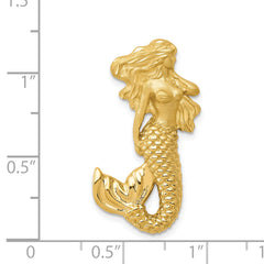 14K Gold Diamond-Cut Mermaid Slide Pendant with Polished Satin Finish