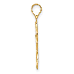 14K Gold Polished Filigree Starfish Pendant with Textured Design