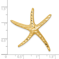 14K Gold Diamond-Cut Starfish Slide Pendant for Men's Jewelry