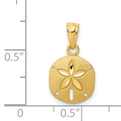 14K Gold Satin Diamond-Cut Sand Dollar Pendant for Men Elegant Brushed Finish