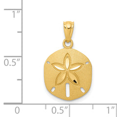 14K Gold Satin Diamond-Cut Sand Dollar Pendant Elegant & Solid Design