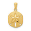 Sand Dollar Pendant in 14K Yellow Gold, 20mm Satin & Diamond-Cut - Sophia Jewelers