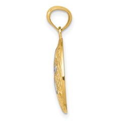 14K Gold Rhodium Diamond-Cut Polished Sand Dollar Pendant for Men