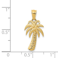 14K Gold Textured Palm Tree Pendant for Men  Polished, Elegant Design