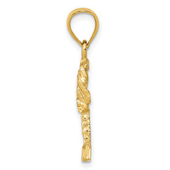 14K Gold Polished Diamond-Cut Palm Tree Pendant for Men