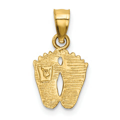 14K Gold Diamond-Cut Footprints Pendant with Satin Brushed Finish Elegant Charm