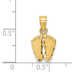 14K Gold Diamond-Cut Footprints Pendant with Satin Brushed Finish Elegant Charm