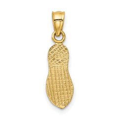 14K Yellow Gold 3D Textured Flip Flop Pendant with Polished Finish