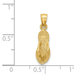 14K Yellow Gold 3D Textured Flip Flop Pendant with Polished Finish