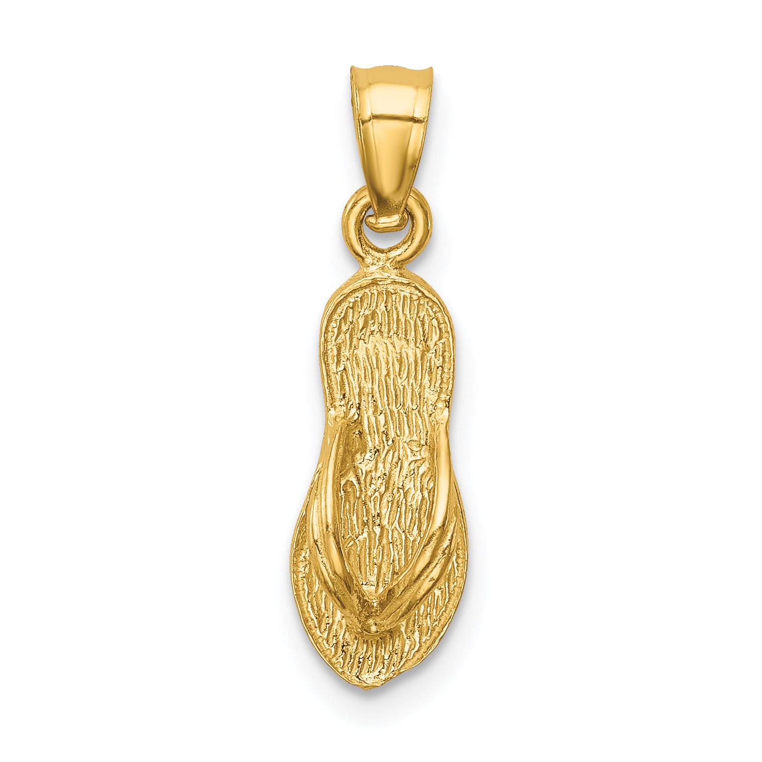 14k 3D Polished And Textured Flip Flop Pendant