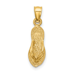 14k 3D Polished And Textured Flip Flop Pendant