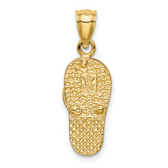 14K Gold Flip Flop Pendant with Blue Opal Accent, Polished Finish