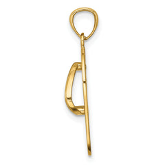 14K Gold and Rhodium Floral Flip Flop Pendant with Polished Finish