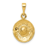 14K 3D Sombrero Pendant