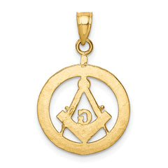 14K Gold Masonic Pendant for Men with Polished Diamond-Cut Design