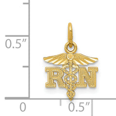 14K Gold Diamond-Cut Polished RN Nurse Pendant Elegant Medical Charm