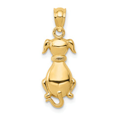 14k Polished Sitting Dog Pendant