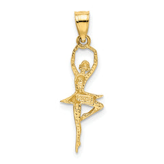 14K Gold Polished Ballerina Pendant with Textured Detail
