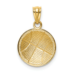 14K Gold 3D Basketball Pendant with Satin and Polished Finish