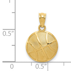 14K Gold 3D Basketball Pendant with Satin and Polished Finish
