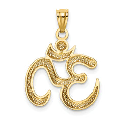 14K Gold Polished Om Pendant for Men Elegant Solid Design