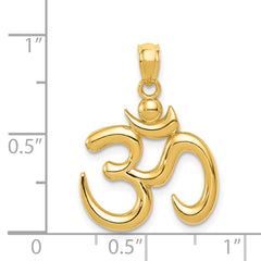 14K Gold Polished Om Pendant for Men Elegant Solid Design