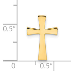 14K Gold Polished Cross Pendant Slide Elegant Solid Cast Design