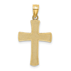 14K Gold Diamond-Cut Latin Cross Pendant Polished, Solid, Textured Finish