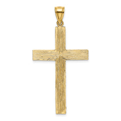 14K Gold Polished Diamond-Cut Latin Cross Pendant Elegant Textured Design