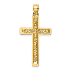 14K Gold Diamond-Cut Latin Cross Pendant Elegant Solid Design