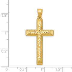14K Gold Diamond-Cut Latin Cross Pendant Elegant Solid Design