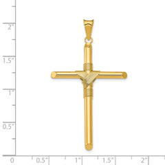 14K Gold Polished Cross Pendant with 3D Center Wrap Design