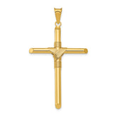 14K Polished w/Center Wrap Tube Cross Pendant