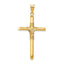 14K Polished w/Center Wrap Tube Cross Pendant